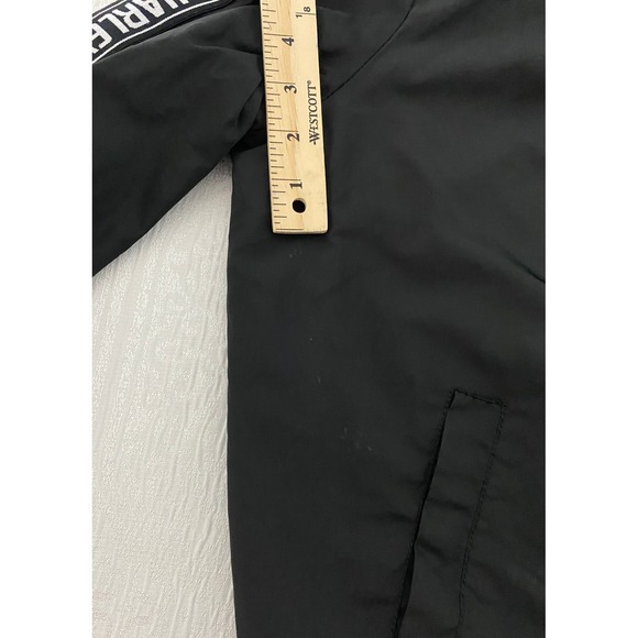 Harley Davidson Black Hooded Bomber Jacket With Logo Tape Size S - Picture 2 of 12